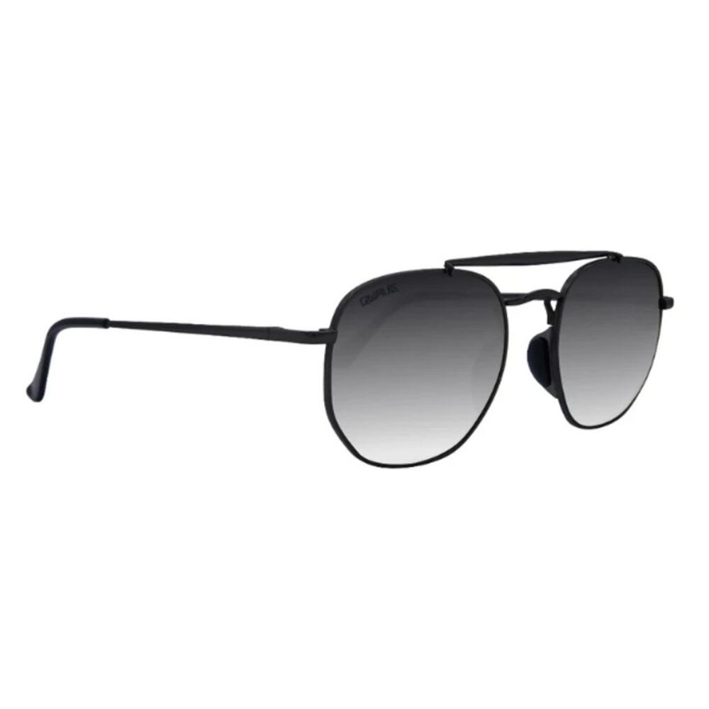Mens Navigator Smoke Gradient Lens Black Metal Frame Geometric Sunglasses New